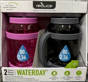 2-PACK Reduce Water Day 80oz All Day Hydration Mug Tracks and Straw - Picture 1 of 6