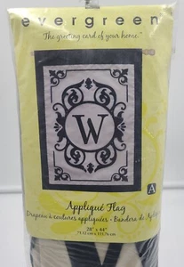 Monogram "W" Appliqué Outdoor Greeting Flag 28" X 44" By Evergreen - Picture 1 of 3