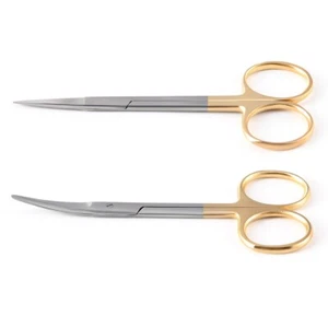 4.5'' Dental Surgical Operating Scissors Straight Curved Medical Tissue Suturing - Picture 1 of 28
