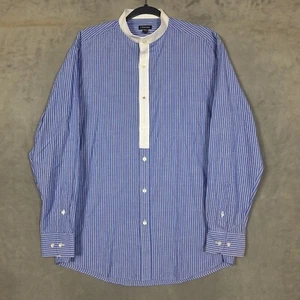 J. PETERMAN shirt mens Medium blue white striped long sleeve - Picture 1 of 10