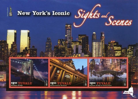 Tuvalu 2016 New York's iconic sights & scenes Souvenir sheet of 3 stamps mnh Cover