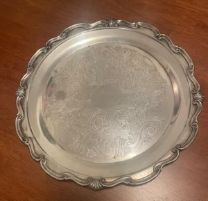 Vintage 13" verziert graviertes versilbertes Serviertablett - Bild 1 von 1