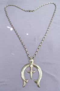 VINTAGE OLD PAWN STERLING LANGE SANDGUSS NAJA ANHÄNGER HALSKETTE 24" - Bild 1 von 11