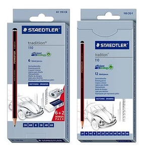 Staedtler 110 Tradition Pencil Sets Assorted Grades, 6 pack or 12 pack - Imagen 1 de 5
