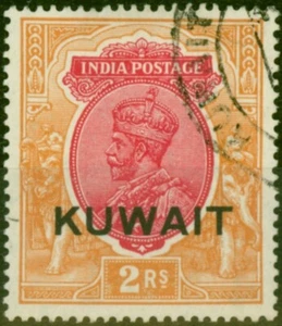 Kuwait 1929 2R Rosso Carminio & Arancione SG26w Wmk Verticale Sottile Usato - Foto 1 di 1