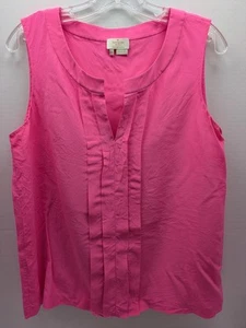 Kate Spade Addie 100% Silk Shell Pleated Sleeveless Blouse Size 14 Pink Bright - Picture 1 of 9