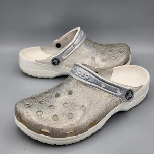Crocs Classic Translucide Paillettes Argent/Blanc Édition Limitée M7/W9 Mariage - Photo 1/12