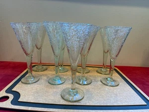 Lot de 9 verres à champagne anciens La Verrerie de Biot bulles transparentes - Photo 1/5