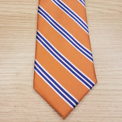 Corbata clásica preppy NAUTICA para hombre naranja a rayas diagonales 100 % seda Foto 1 de 4