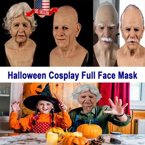 Alter Mann/Frauen Masken Latex Halloween Cosplay Party Realistisch Vollgesicht Kopfbedeckung - Bild 1 von 19