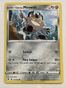 Juego de cartas coleccionables Pokémon Vivid Voltage Galarian Meowth 112/185 casi nuevo - Imagen 1 de 2