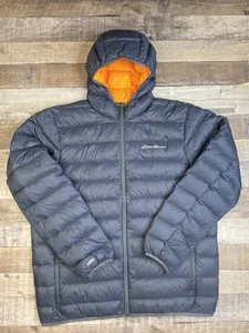 Eddie Bauer Jacket EB650 Down Puffer Blue Hooded Mens Large Full Zip Cirruslite - Picture 1 of 11