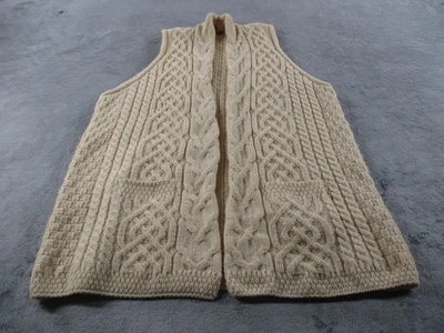 Chaleco Suéter Carraig Donn Mujer XL Aran Cable Tejido Lana Merino Hecho en Irlanda Foto 1 de 4