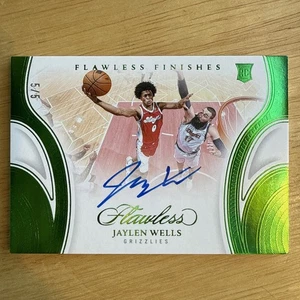 2024/25 Panini Flawless Jaylen Wells Emerald Finishes RC Rookie Auto 5/5 Green  - Picture 1 of 2