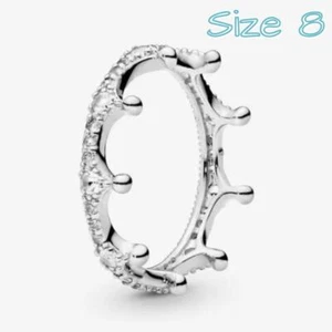 Anello in argento con corona scintillante trasparente misura 8 - Foto 1 di 8