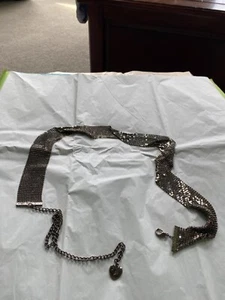 VINTAGE HIGH QUALITY CHAIN STYLE MESH BELT SILVER-TONE - Picture 1 of 3
