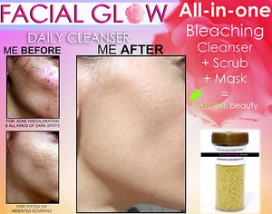 FACIAL GLOW NATURAL DAILY CLEANSER SCRUB & MASK ACNE SCAR LIGHTENING SOAP - Picture 1 of 13