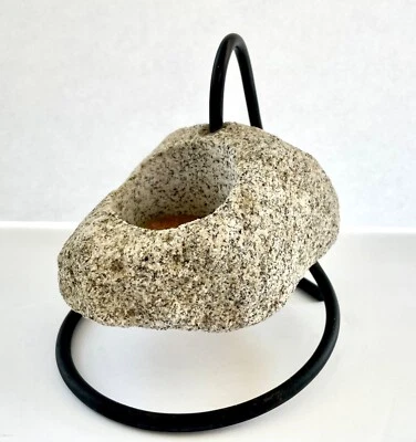 Candelabro de luz de té votivo de piedra de roca natural con soporte Foto 1 de 4