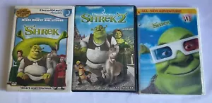Shrek DVD Lot Of 3 Movies Shrek , Shrek 2 , Shrek 3D DreamWorks - Picture 1 of 3