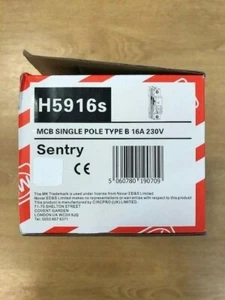 MK Sentry H5916s 16Amp Typ B einpolig 230V 6kA B16 Leitungsschutzschalter MCB 5916s - Bild 1 von 3