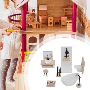 1/12 Puppenhaus-Badezimmer-Set, Miniatur-Badezimmermöbel für Kinder, Mädchen - Bild 1 von 8