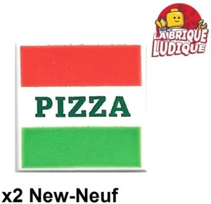 Lego 2X Tile Decorated 2X2 Pizza Box Green Red White 3068PB1045 New - Picture 1 of 1