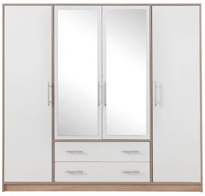 Kleiderschrank 200x190x56cm SMART SR-1 Schrank 4 Türen 2 Schubkästen Spiegel - Bild 1 von 16