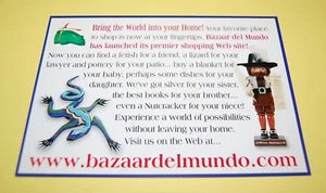 Advertising Card for Bazaar del Mundo, Old Town, San Diego, California - Picture 1 of 2