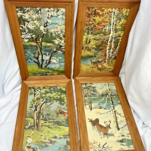 4 Malen nach Zahlen VIER JAHRESZEITEN Malen Basteln Meister Fasane Hirsch Schwan 13x21 - Bild 1 von 14