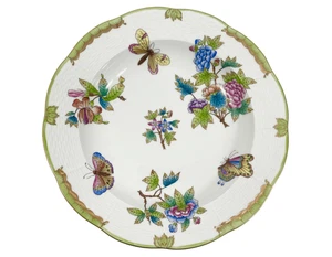 Herend Queen Victoria Green Boarder rund tief Teller Suppe Pastaschalen 24,5 cm - Bild 1 von 5