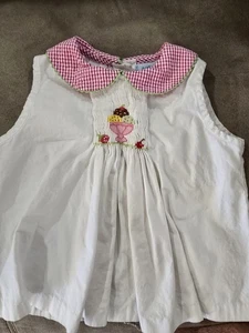 Süßes gesmoktes Eiscreme-Shirt für kleine Mädchen 4T 100 % Baumwolle Knopfleiste hinten Kragen - Bild 1 von 4