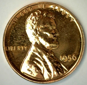 1956 Lincoln Memorial Penny One-Cent Proof Bronze 1c Coin from US Mint Proof Set - Picture 1 of 2