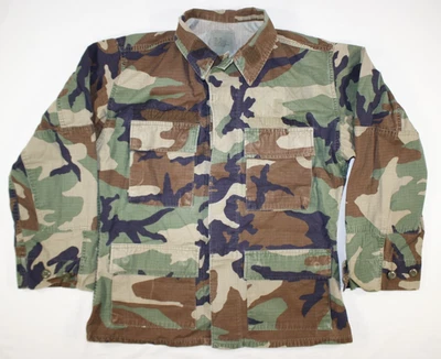 Casaco masculino vintage exército dos EUA camisa curta pequena jaqueta combate floresta camuflagem - Imagem 1 de 4