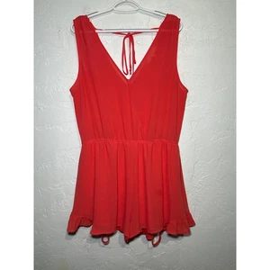 ASTR the label coral chiffon sheer tie romper womens large lightweight boho chic - Picture 1 of 9