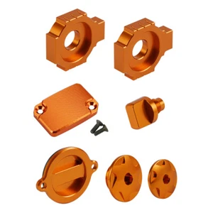 Axle Adjuster Blocks & Oil Filter Cover Set For KTM 125 200 390 Duke 2011-2015 - Picture 1 of 3