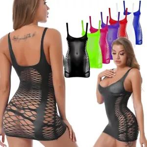 Sexy Womens Bodycon Mini Dress Mesh See-through Stretchy Nightwear Lingerie - Picture 1 of 74