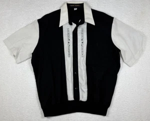 Alan Stuart Herren Large Shirt Banded Waist Full Button Pullover Schwarz Weiß - Bild 1 von 13