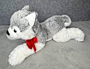 Walmart Husky Dog Plush Large 24" Gray White Red Bow Valentines Christmas - Picture 1 of 13