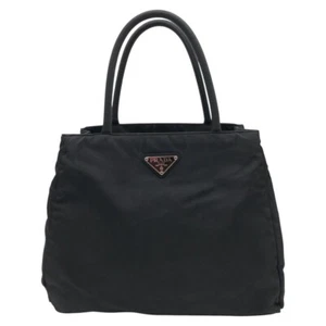 PRADA Tessuto Triangular logo Tote Bag handbag Black black Nylon - Picture 1 of 8