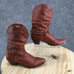 Durango Boots Womens 7.5 M Pull On Mid Calf Western Cowboy Brown Leather Heels - Picture 1 of 16