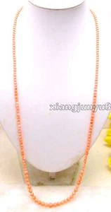 SALE Super Long 33" Round 4-7mm High quality nature Pink Coral Necklace -nec5749 - Picture 1 of 3
