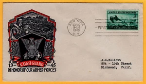 #936 3 Cent US Coast Guard November 10 1945 NYC, Mellone #27 L W Staehle - Picture 1 of 1