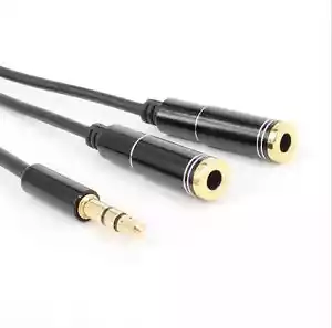 3.5mm Gold Male to 2Dual Female Jack Splitter Headphone Y Audio Adaptor cord - Picture 1 of 4