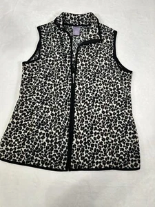 Laura Scott Fleece Vest women's Cheetah Print full zip size L sleeveless - Picture 1 of 5