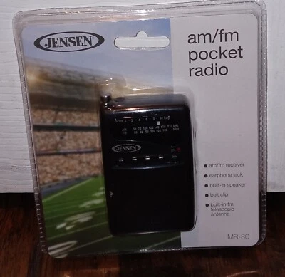  MR-80 Jensen AM/FM Portable Pocket Radio With Included Belt Clip Black - Image 1 of 2