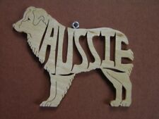 Australian  Shepherd Aussie Wood Toy Dog Christmas Ornament Hand Made Gift Tag