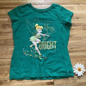 Disney Tinkerbell “Merry & Bright” Shirt Size L 10/12 - Picture 1 of 5