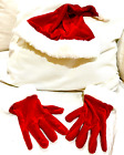 Weihnachtsmann rot Samt Mütze und Handschuhe groß