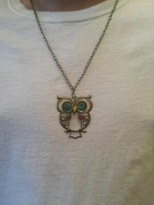 Para mujeres Vintage Estrás BÚHO Collar Cadena Larga Moda Joyería NUEVO - Imagen 1 de 4