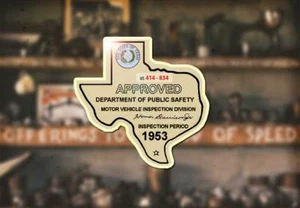 1953 Texas Road Inspection Water Slide Decal Ford Chevrolet Hot Rod TriFive - Foto 1 di 1